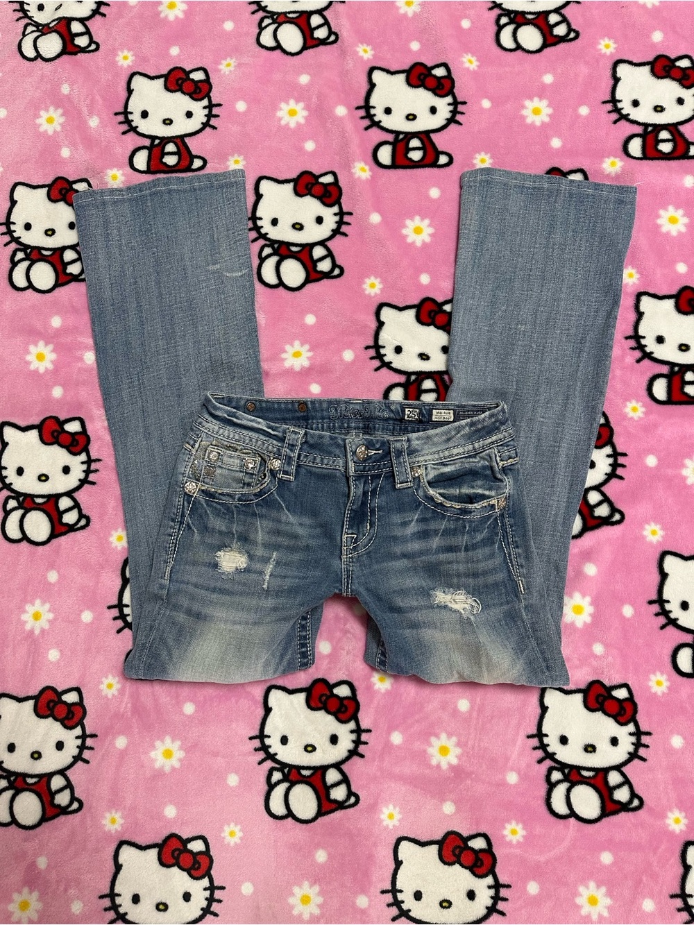 Miss Me Light Blue Distressed Boot Cut Jeans